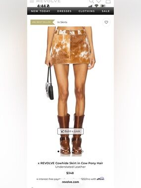 Cowhide Mini Skirt in Brown/White - Revolve